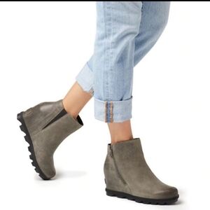 Sorel Gray Leather Ankle Boots Womens 6.5